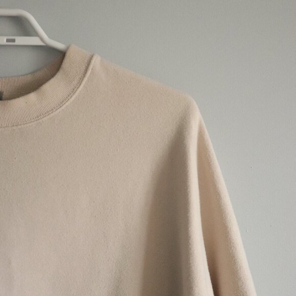 Gap Women's Sz L Beige Raglan Sleeve Crewneck Fleece Pullover Lounge Sweater - Picture 5 of 11